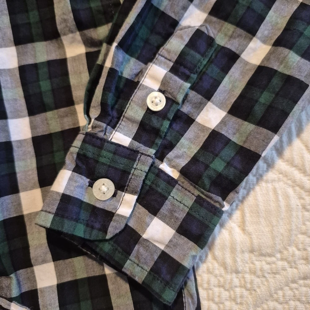 Janie and Jack boys size 8 navy, green white plaid button down shirt VGUC 2022 - Picture 4 of 7